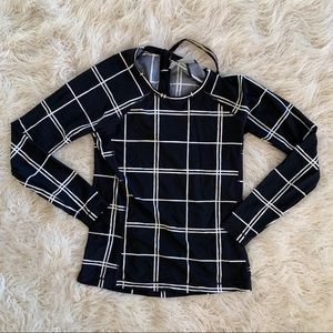 Athleta Black & White Swim Rash Guard Top Size M